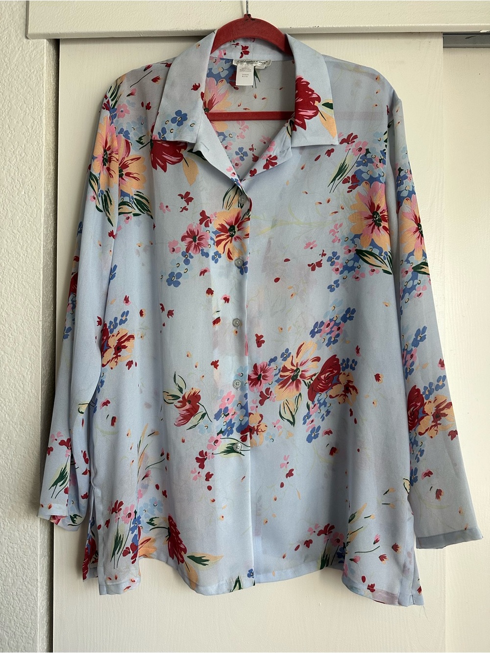 Coldwater Creek Light Blue Floral Button-Down Shirt